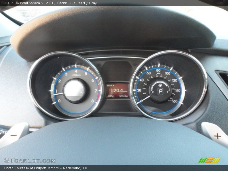 Pacific Blue Pearl / Gray 2012 Hyundai Sonata SE 2.0T