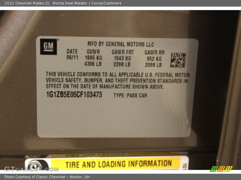 Mocha Steel Metallic / Cocoa/Cashmere 2012 Chevrolet Malibu LS