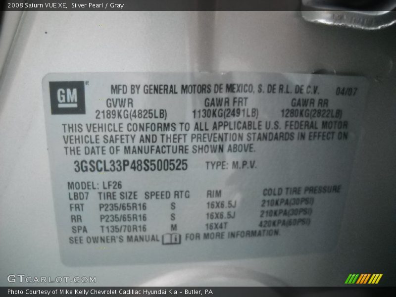 Silver Pearl / Gray 2008 Saturn VUE XE