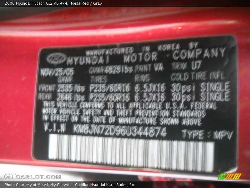 Mesa Red / Gray 2006 Hyundai Tucson GLS V6 4x4