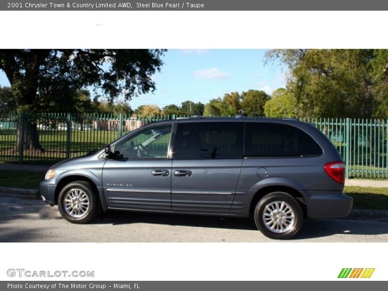 Steel Blue Pearl / Taupe 2001 Chrysler Town & Country Limited AWD