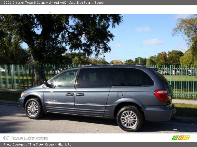 Steel Blue Pearl / Taupe 2001 Chrysler Town & Country Limited AWD