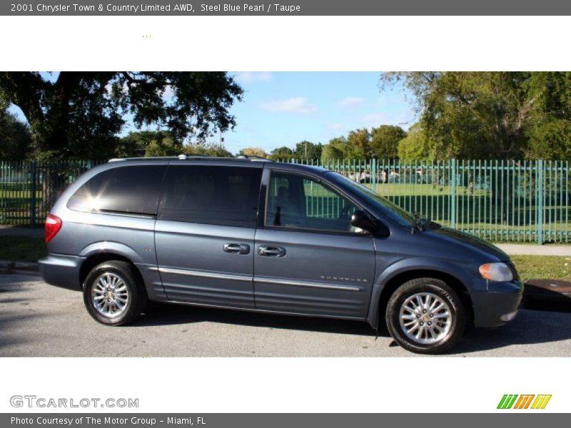 Steel Blue Pearl / Taupe 2001 Chrysler Town & Country Limited AWD