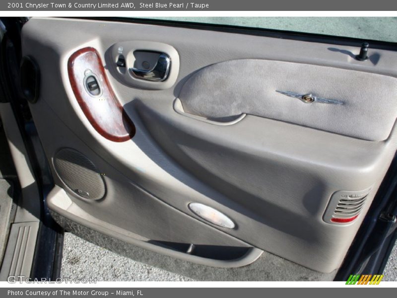 Steel Blue Pearl / Taupe 2001 Chrysler Town & Country Limited AWD