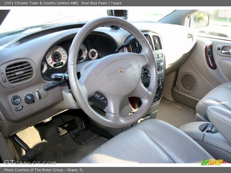 Steel Blue Pearl / Taupe 2001 Chrysler Town & Country Limited AWD