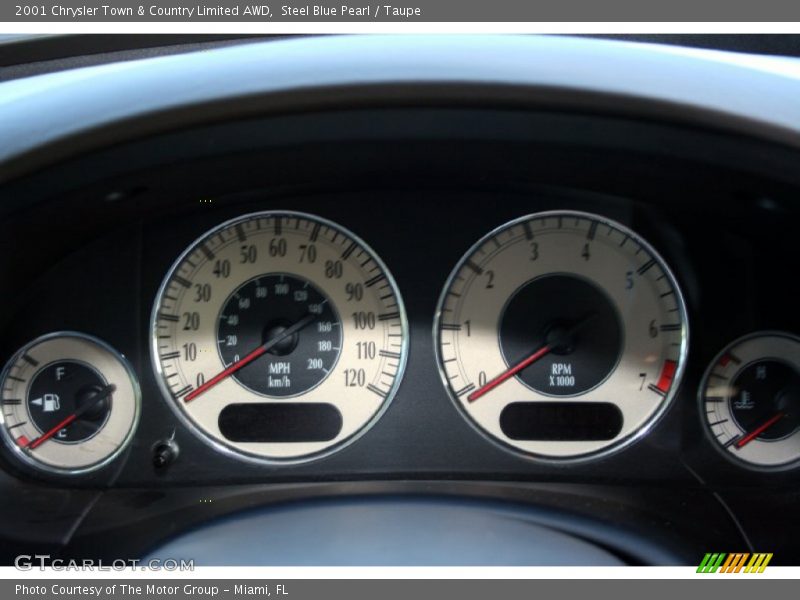 Steel Blue Pearl / Taupe 2001 Chrysler Town & Country Limited AWD