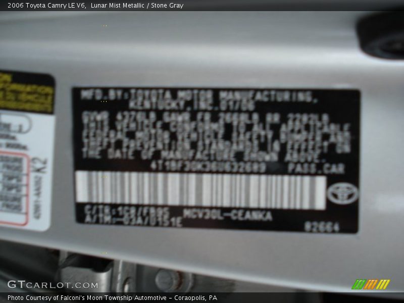 Lunar Mist Metallic / Stone Gray 2006 Toyota Camry LE V6