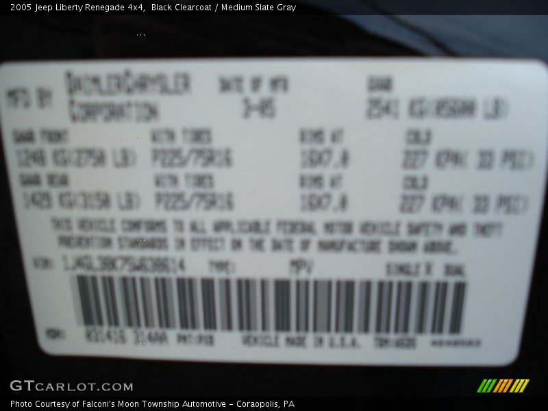 Black Clearcoat / Medium Slate Gray 2005 Jeep Liberty Renegade 4x4