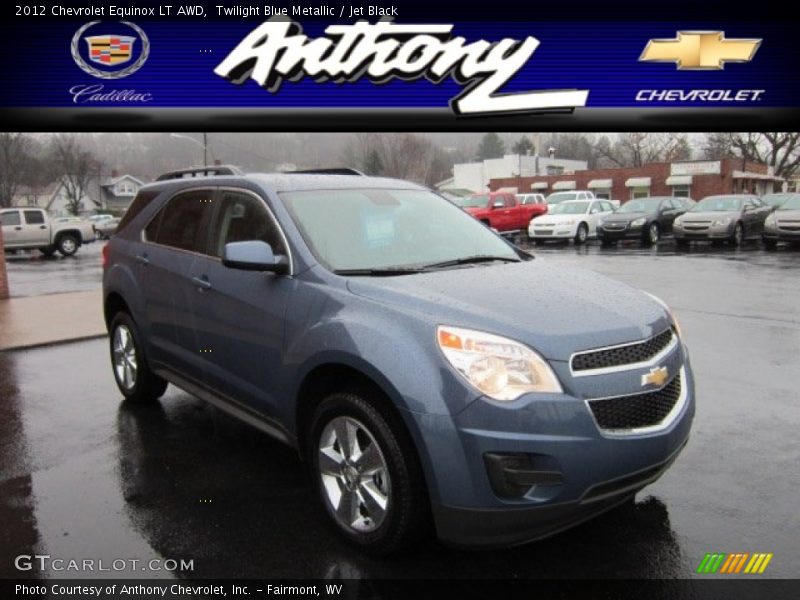 Twilight Blue Metallic / Jet Black 2012 Chevrolet Equinox LT AWD