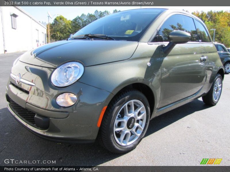 Verde Oliva (Green) / Tessuto Marrone/Avorio (Brown/Ivory) 2012 Fiat 500 c cabrio Pop