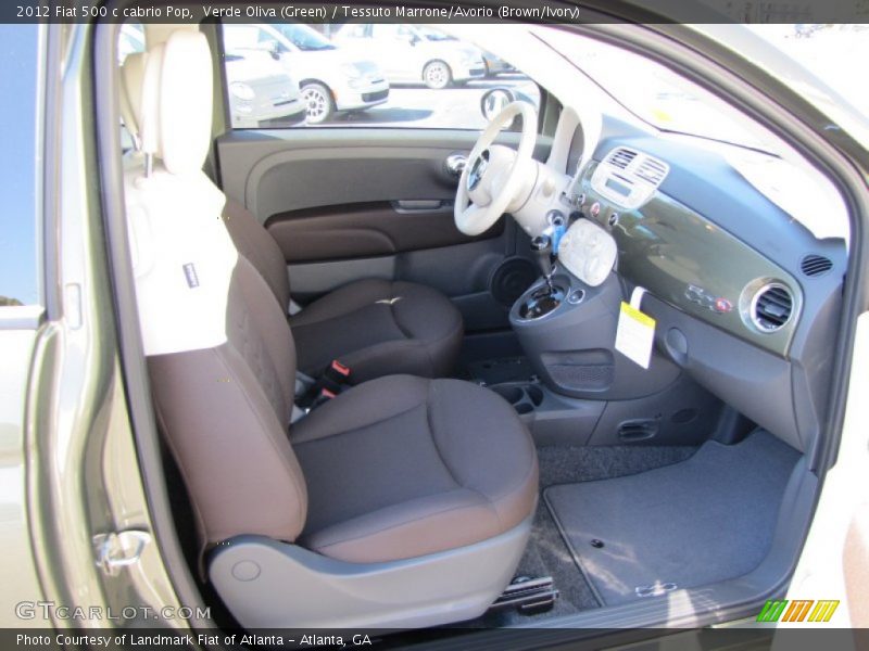 Verde Oliva (Green) / Tessuto Marrone/Avorio (Brown/Ivory) 2012 Fiat 500 c cabrio Pop