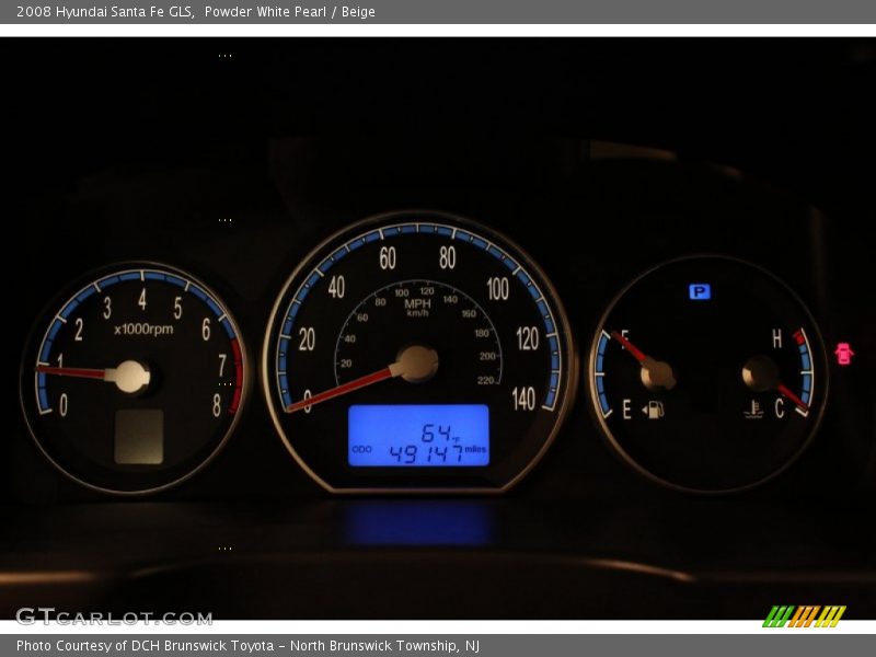 Powder White Pearl / Beige 2008 Hyundai Santa Fe GLS