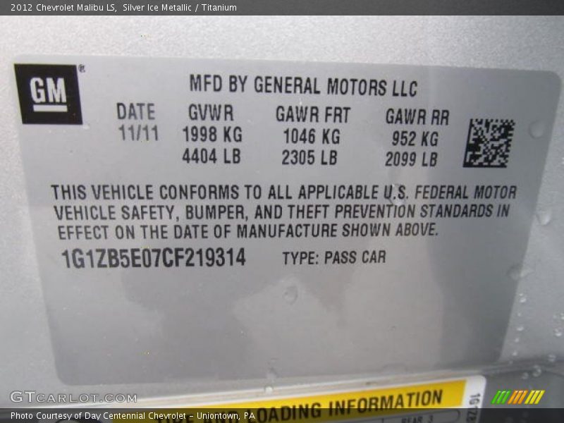 Silver Ice Metallic / Titanium 2012 Chevrolet Malibu LS