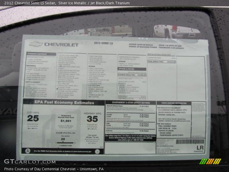  2012 Sonic LS Sedan Window Sticker