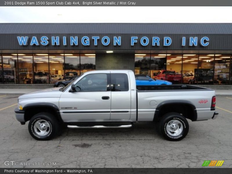 Bright Silver Metallic / Mist Gray 2001 Dodge Ram 1500 Sport Club Cab 4x4