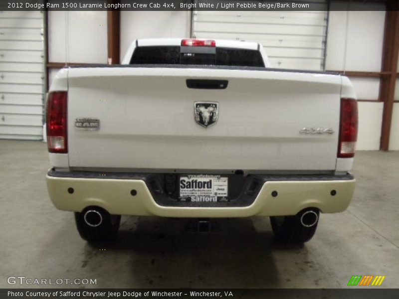 Bright White / Light Pebble Beige/Bark Brown 2012 Dodge Ram 1500 Laramie Longhorn Crew Cab 4x4