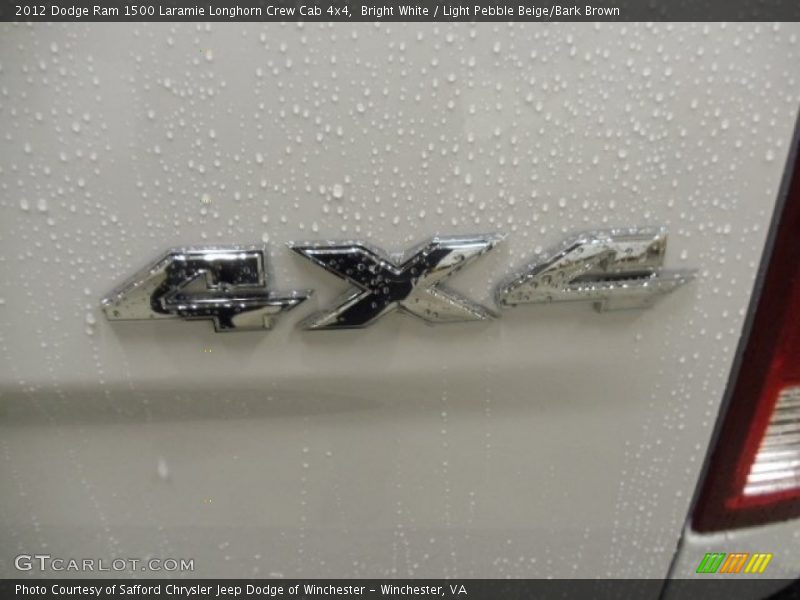 Bright White / Light Pebble Beige/Bark Brown 2012 Dodge Ram 1500 Laramie Longhorn Crew Cab 4x4