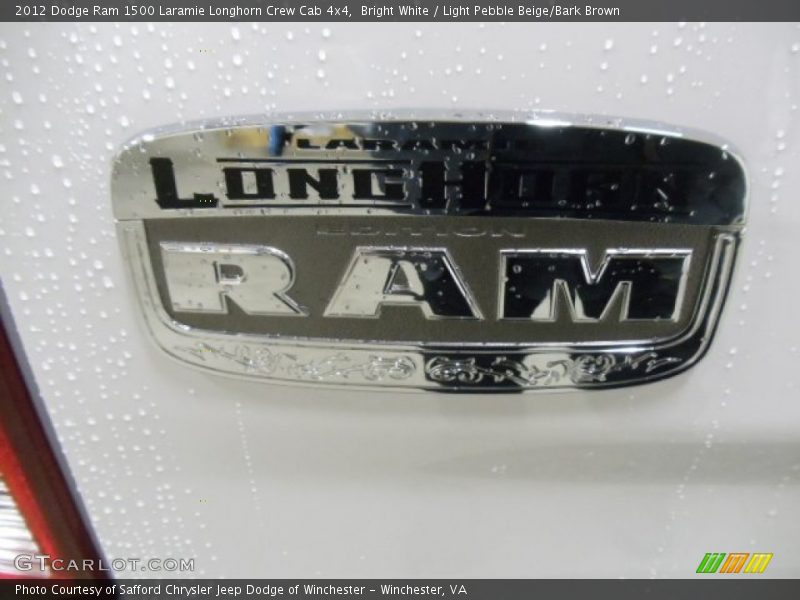 Bright White / Light Pebble Beige/Bark Brown 2012 Dodge Ram 1500 Laramie Longhorn Crew Cab 4x4