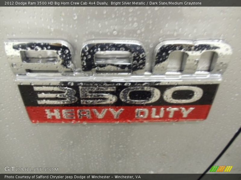 Bright Silver Metallic / Dark Slate/Medium Graystone 2012 Dodge Ram 3500 HD Big Horn Crew Cab 4x4 Dually