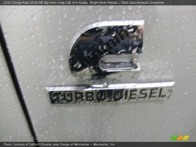 Bright Silver Metallic / Dark Slate/Medium Graystone 2012 Dodge Ram 3500 HD Big Horn Crew Cab 4x4 Dually