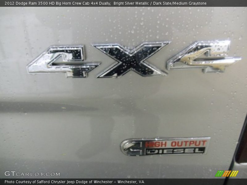 Bright Silver Metallic / Dark Slate/Medium Graystone 2012 Dodge Ram 3500 HD Big Horn Crew Cab 4x4 Dually