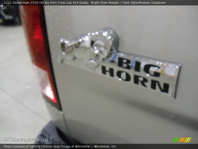 Bright Silver Metallic / Dark Slate/Medium Graystone 2012 Dodge Ram 3500 HD Big Horn Crew Cab 4x4 Dually
