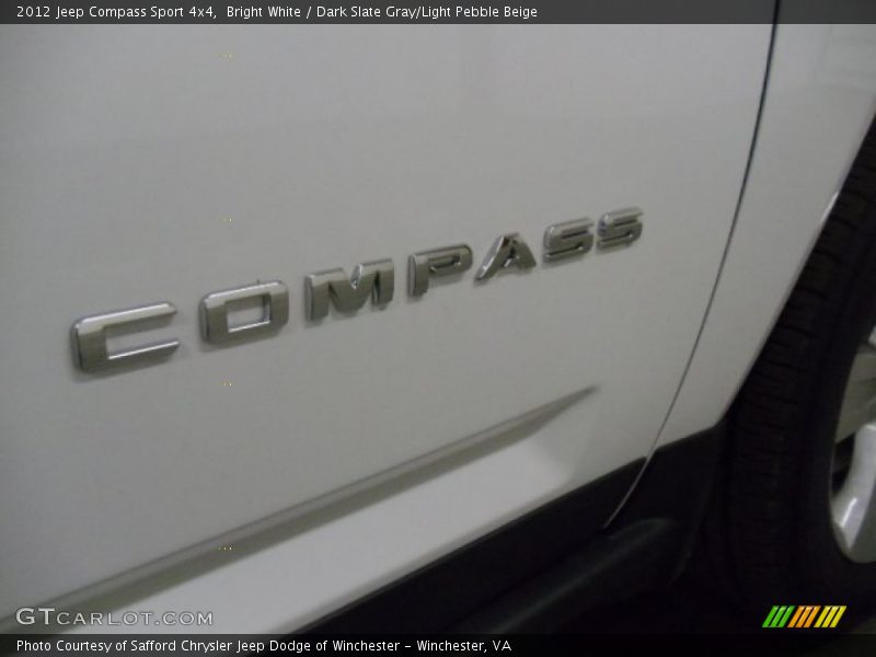 Bright White / Dark Slate Gray/Light Pebble Beige 2012 Jeep Compass Sport 4x4