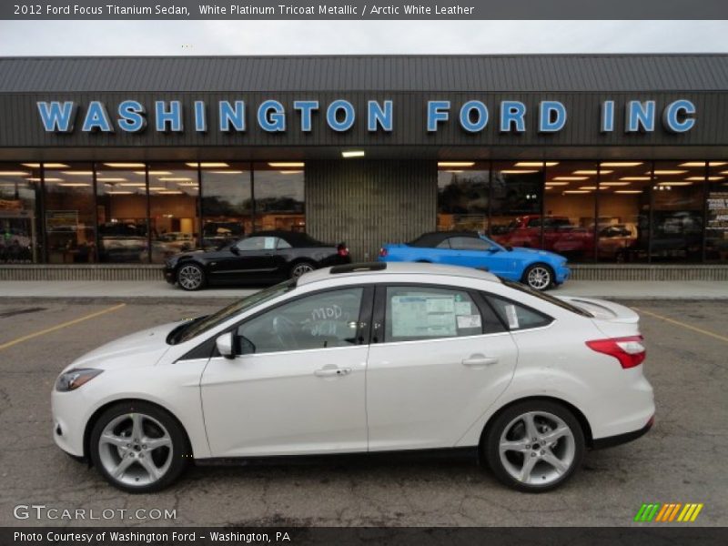 White Platinum Tricoat Metallic / Arctic White Leather 2012 Ford Focus Titanium Sedan