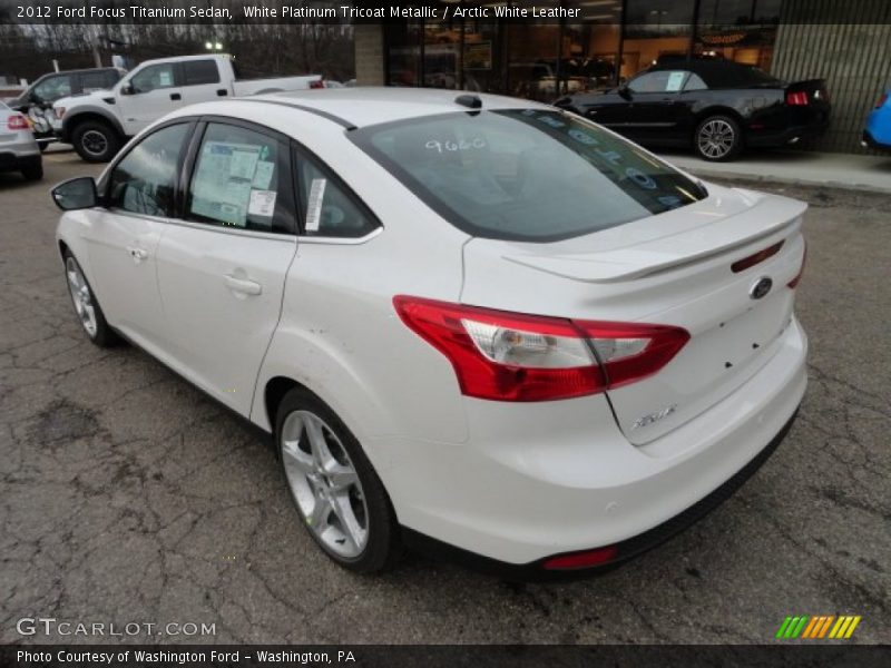 White Platinum Tricoat Metallic / Arctic White Leather 2012 Ford Focus Titanium Sedan