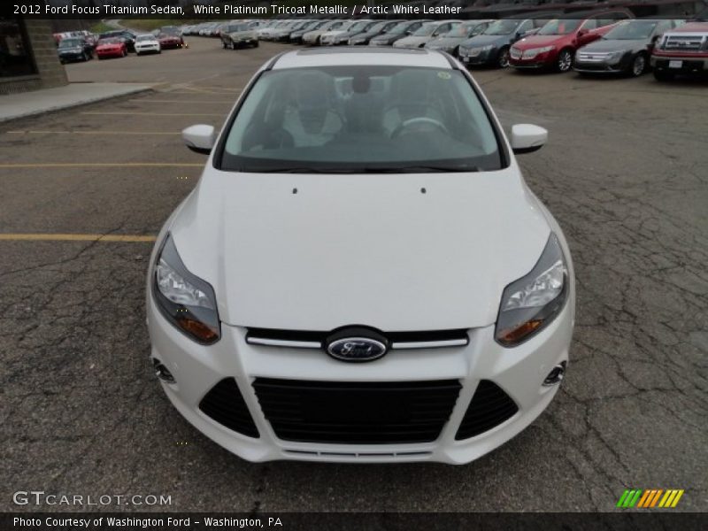 White Platinum Tricoat Metallic / Arctic White Leather 2012 Ford Focus Titanium Sedan