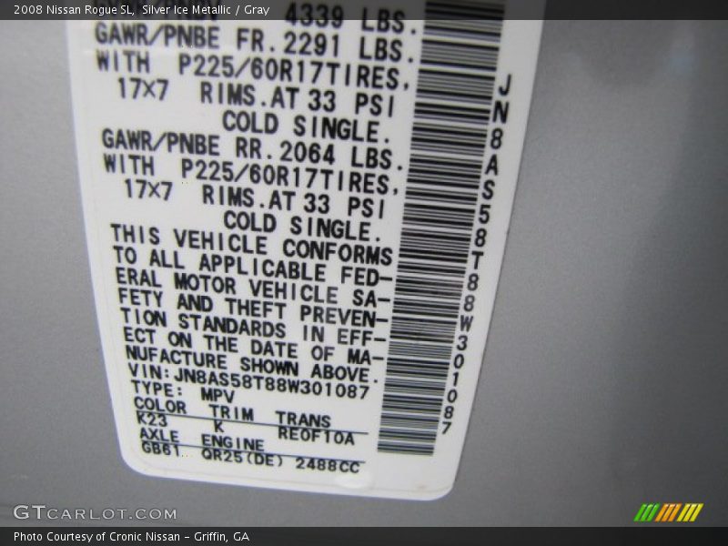 Silver Ice Metallic / Gray 2008 Nissan Rogue SL