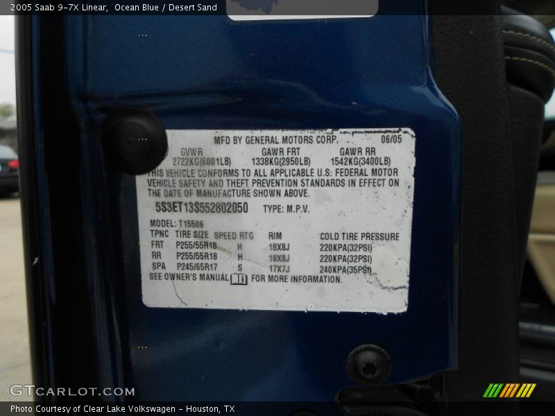 Ocean Blue / Desert Sand 2005 Saab 9-7X Linear