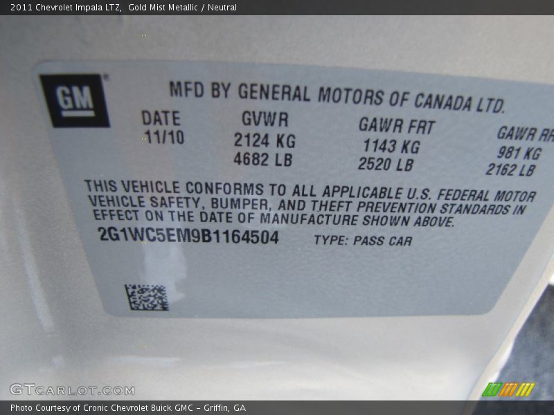 Gold Mist Metallic / Neutral 2011 Chevrolet Impala LTZ