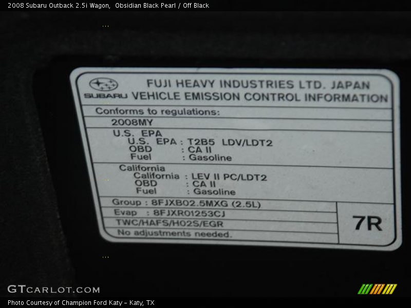 Obsidian Black Pearl / Off Black 2008 Subaru Outback 2.5i Wagon