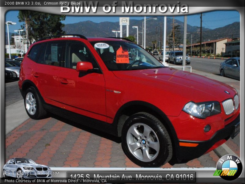 Crimson Red / Beige 2008 BMW X3 3.0si