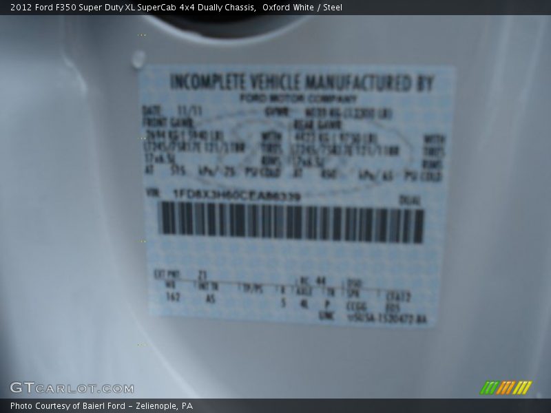 Oxford White / Steel 2012 Ford F350 Super Duty XL SuperCab 4x4 Dually Chassis