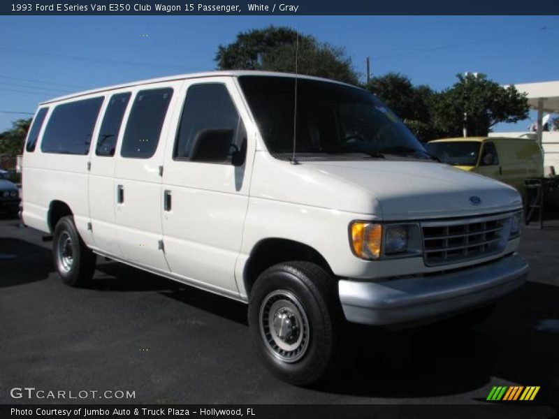 White / Gray 1993 Ford E Series Van E350 Club Wagon 15 Passenger