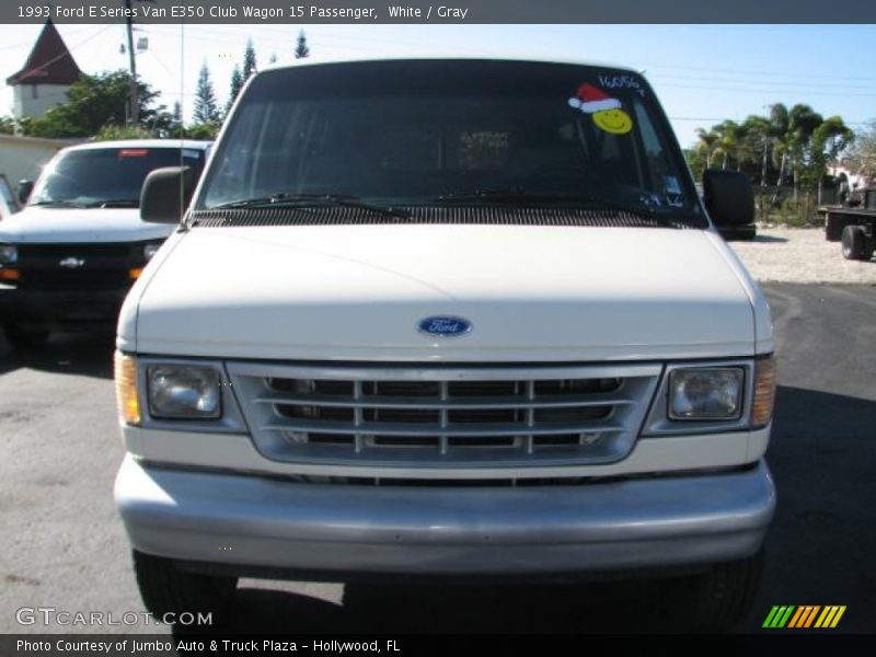 White / Gray 1993 Ford E Series Van E350 Club Wagon 15 Passenger
