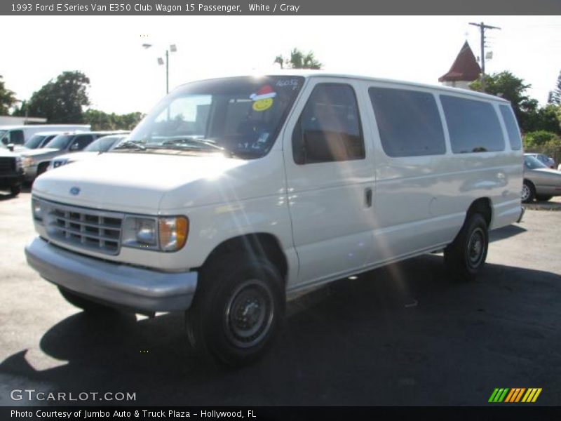 White / Gray 1993 Ford E Series Van E350 Club Wagon 15 Passenger