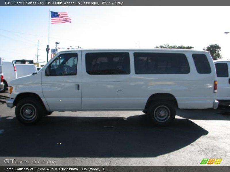 White / Gray 1993 Ford E Series Van E350 Club Wagon 15 Passenger