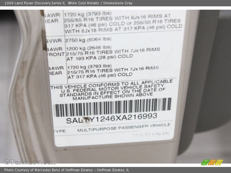 White Gold Metallic / Smokestone Gray 1999 Land Rover Discovery Series II