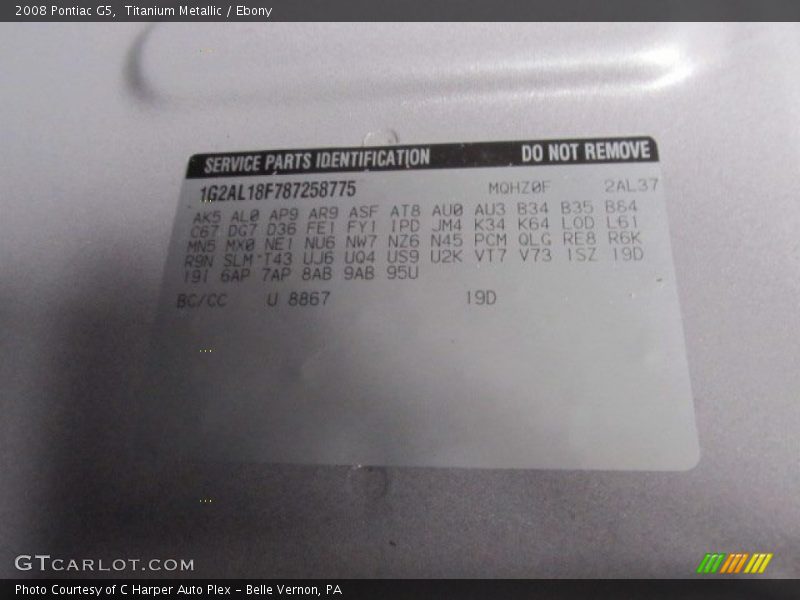 Titanium Metallic / Ebony 2008 Pontiac G5