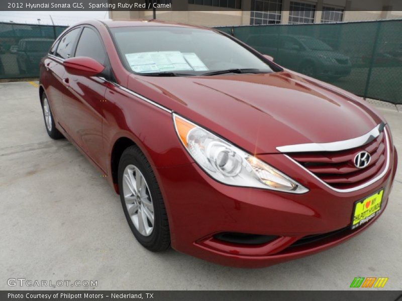 Sparkling Ruby Red / Camel 2012 Hyundai Sonata GLS