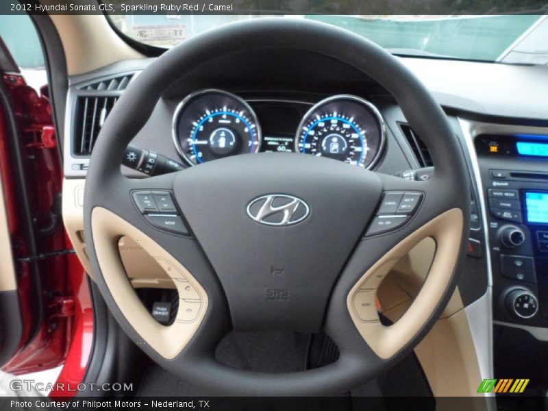 Sparkling Ruby Red / Camel 2012 Hyundai Sonata GLS