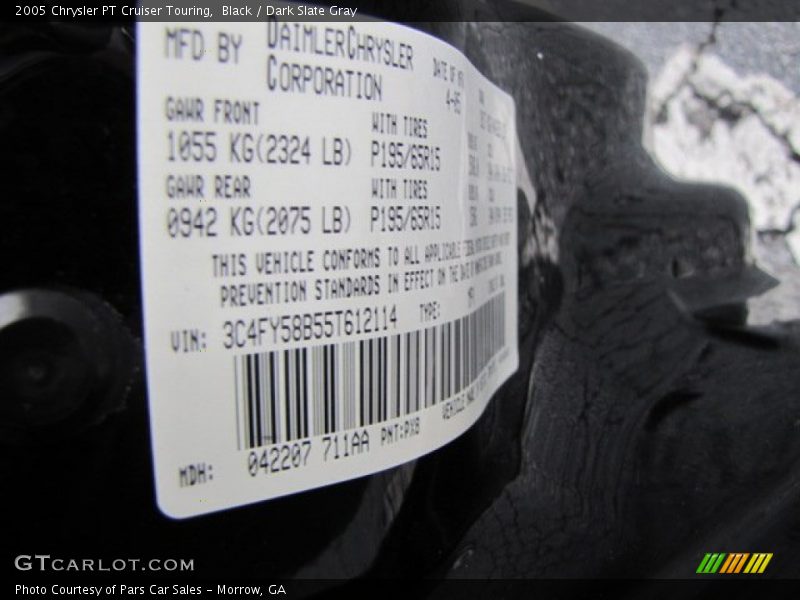 Black / Dark Slate Gray 2005 Chrysler PT Cruiser Touring