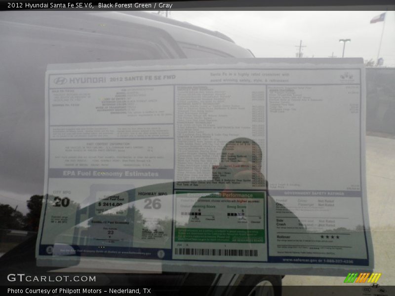Black Forest Green / Gray 2012 Hyundai Santa Fe SE V6