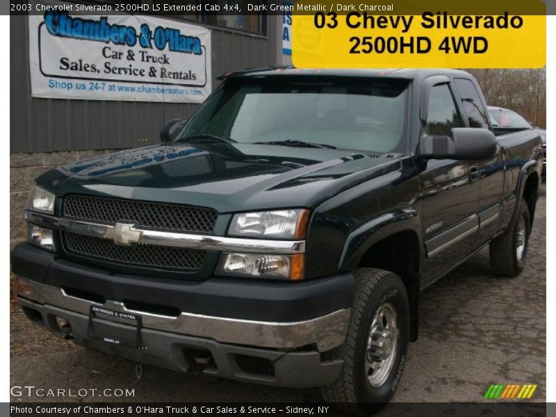 Dark Green Metallic / Dark Charcoal 2003 Chevrolet Silverado 2500HD LS Extended Cab 4x4