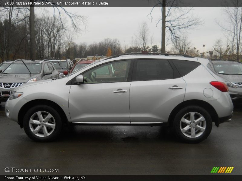 Brilliant Silver Metallic / Beige 2009 Nissan Murano S AWD