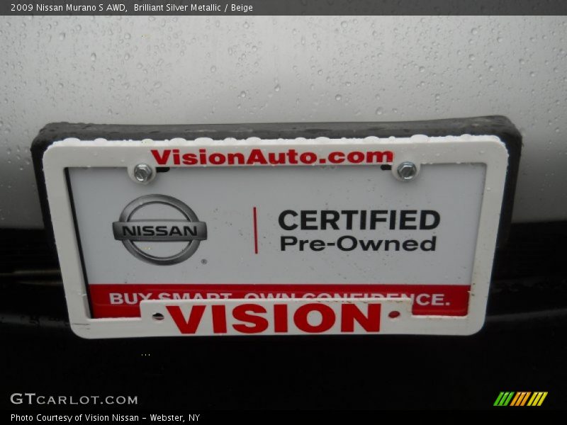 Brilliant Silver Metallic / Beige 2009 Nissan Murano S AWD