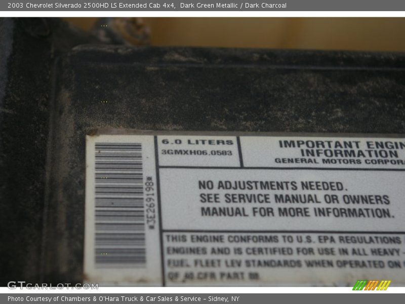 Dark Green Metallic / Dark Charcoal 2003 Chevrolet Silverado 2500HD LS Extended Cab 4x4